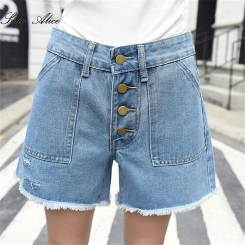 Free Shipping 2021 Womens Summer New Plus Fat Plus Size Denim Shorts Mid-waist Raw Edge Wide Leg Hot Pants