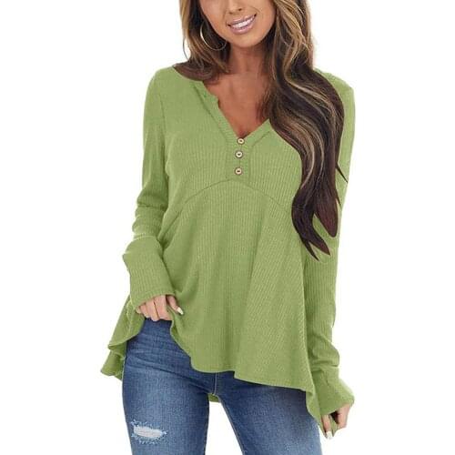 Streetwear Simple V Neck Patchwork Blouse Women Autumn Blouse Buttons for School