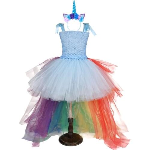 Unicorn Cartoon Children Party Dresses for Girls Shining Unicorn Kids Cosplay Costumes for Halloween Birthday Photograph Dress