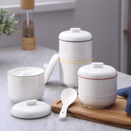 Continental Ceramic Home Birds Nest Stew Water Proof Stew Health Soup with Trumpet Cover Steamed Egg Sugar Water