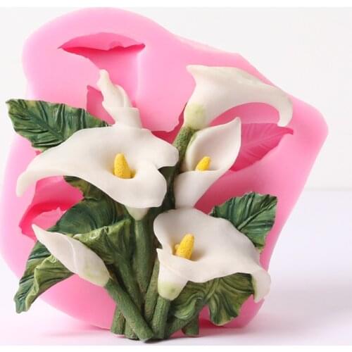 Calla Lily Shaped Fondant Molds Silica Gel 3D Silicone Mould DIY Multifunction Cooking Utensils Party Cake Molds Bakeware tools