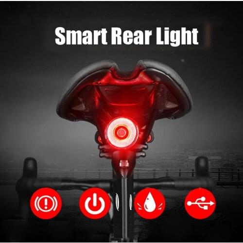 Smart Bicycle Light Auto Brake Sensing Rear Light IPX6 Waterproof USB Charge Cycling Taillight Bike LED Flashlight Accessories