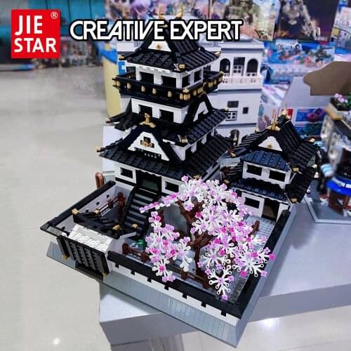 JIESTAR Creative Expert Ideas Streetview Sakura Kumamoto Castle 39101 Moc Modular House Model Building Blocks Assembly Square