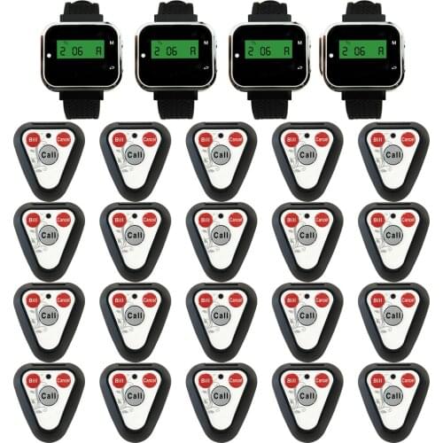 JINGLE BELLS 20 transmitter call buttons 4 watch pager/ rechargeable watch receivers waiter calling systems restaurant equipment