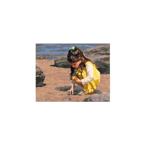 MaHuaf-W627 yeallow girl Framed DIY Painting By Numbers Modern Wall Art Picture Handpainted For Home Decor