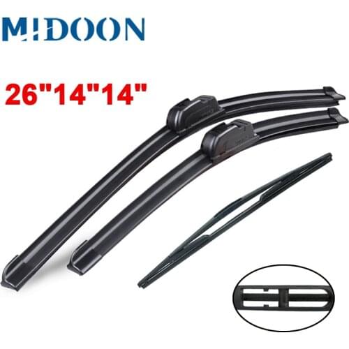 MIDOON Wiper Front + Rear Wiper Blades Set Kit For Honda Fit Jazz MK2 MK3 2009-2017 Windshield Windscreen 26"14"14"