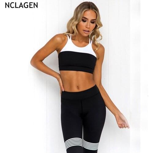 NCLAGEN Women Yoga Set Sportswear Gym Bodybuilding High Waist Butt Lifting Squat Proof Tights Pants Push-up Tank Top Fitness Top
