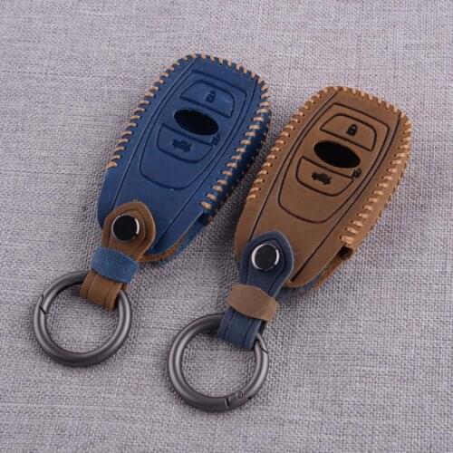 Leather Remote Key Case Cover Shell Fob Holder Fit for Subaru BRZ Forester Impreza STi WRX XV Crosstrek Legacy Outback 2017 2016