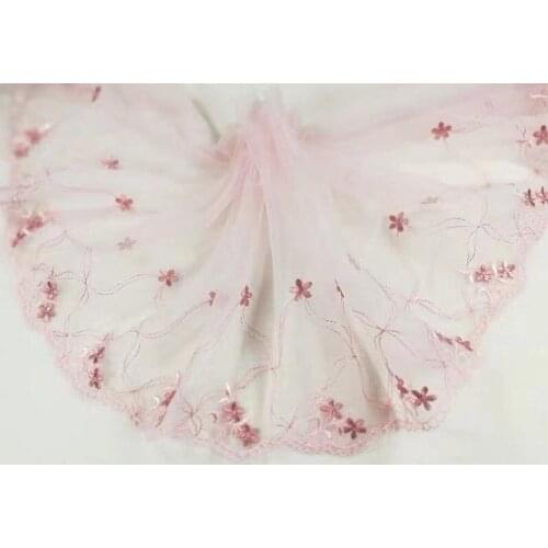 3 Meters/lot 19cm Width Skin Pink Embroidery Lace Trim Lace Fabric AS Dress