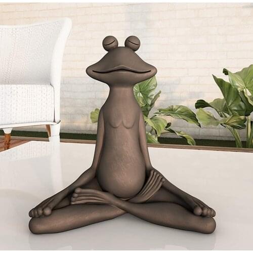 Meditating Frog Statue Resin Zen Animal Yoga Figurine Outdoor Garden Frog Ornaments Lawn Decor Flower Beds Fairy Sculpture Craft
