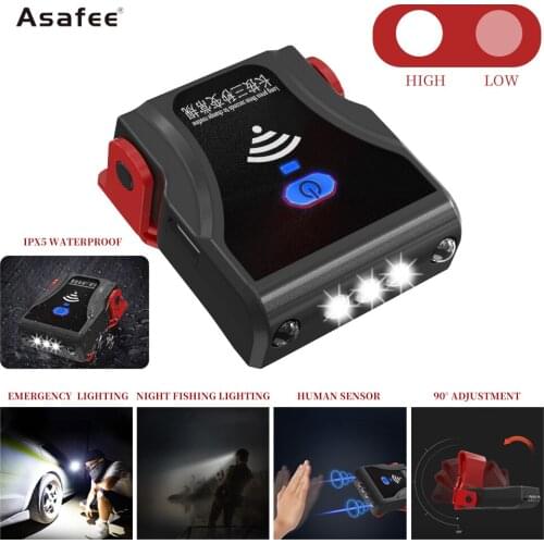 Asafee Multifunctional Sensor Headlight Rechargeable Fishing Headlamp Waterproof Cap Light Head Cap Hat Light Clip on Light