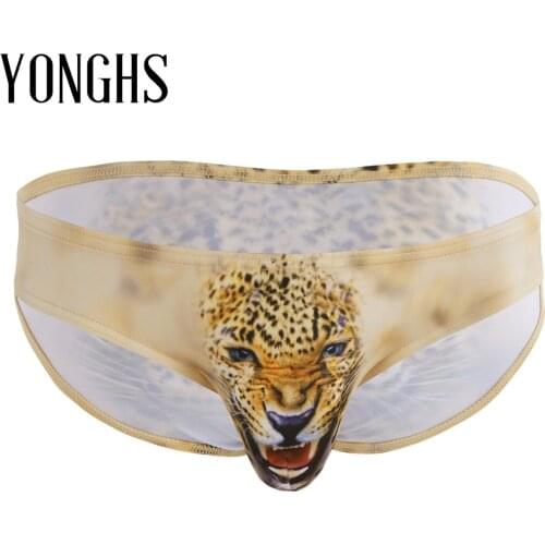 Mens Erotic Lingerie Sex Underwear Leopard Printing Hot Sexy Jockstraps Panties Bulge Pouch Bikini Briefs Underwear Underpants