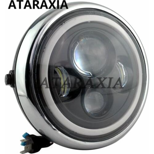 Motorcycle 7" Headlight LED Retro Vintage Fog High Low Beam Headlamp Daytime Running Light Bracket Cafe Racer For Harley Bikes