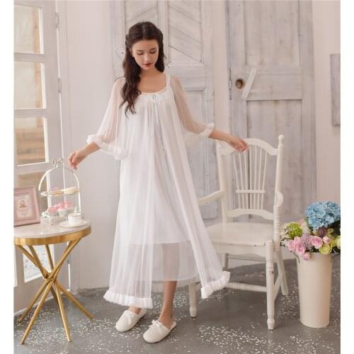 Nightgowns Sleepshirts 2019 Night Wear Lace Home Clothing Women Sleep & Lounge Sexy Nightgown Solid Sleepwear Female