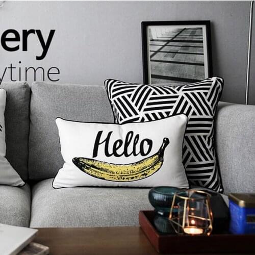 Nordic Art Pillow Cover Thickened Fabric Banana Cushion Cover Home Decorative Pillows Linen Pillow Case Office Sofa Bed Cushion