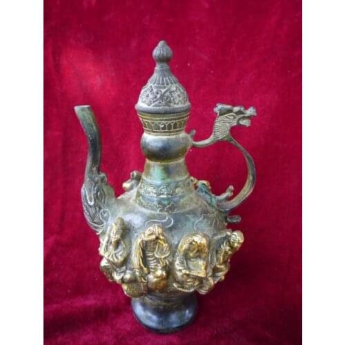 Very rare Ming Dynasty (xuan de1426-1438) Bronze teapot,8 fairy