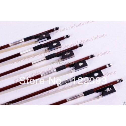 One Round STICK Violin Bow Ebony Frog Inlaid Brazil wood 4/4 1 pcs #12