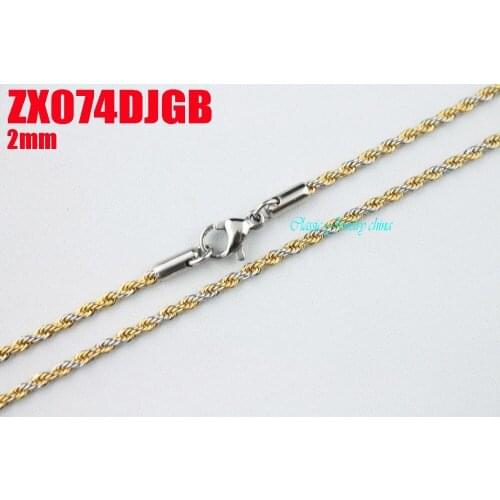 200pcs 2mm golden color stainless steel necklace twist chain steel rope chain mans lady fashion jewelry ZX074DJGB