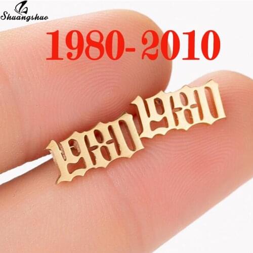 Personalize 1980-2010 Year Number Earrings for Women Men Custom Year Stud Earring Fashion Jewelry Kids Old English Best Gifts