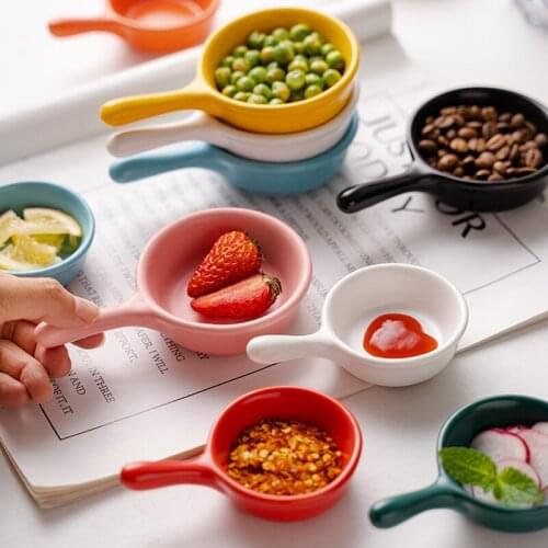 Popular Nordic style household creative ceramic Mini handle saucer underglaze color saucer tomato jam plate