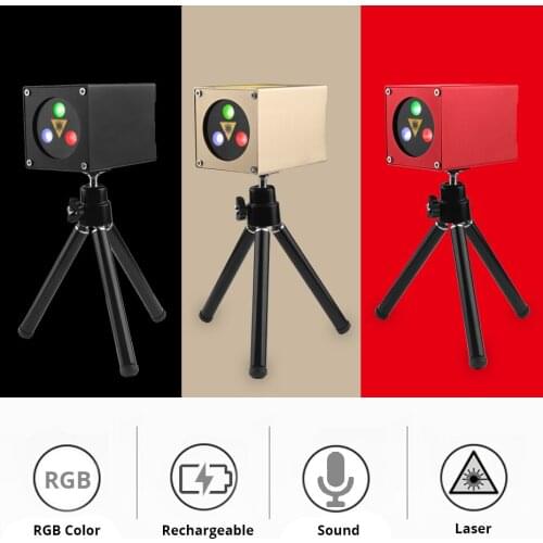 Mini Portable 2 LED Laser Lighting Cordless Rechargeable RGB Aurora Meteor Star Projector Outdoor Travel Camping Christmas Party