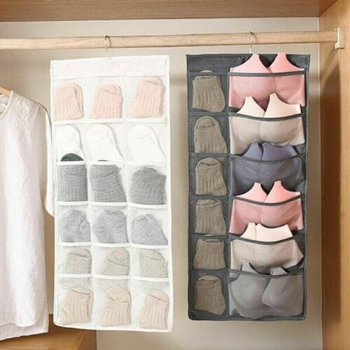 30 Pockets Clear Hanging Bag Socks Bra Underwear Rack Hanger Storage Double-sided Organizer