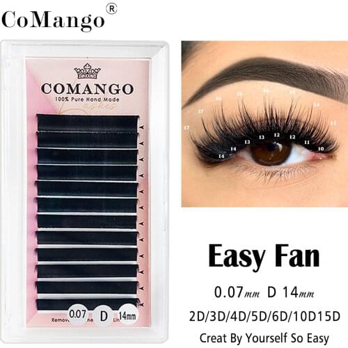 CoMango Easy Fan Volume Lashes Bloom Eyelash Extension Auto Flowering Rapid Blooming Fans Lashes wholesale