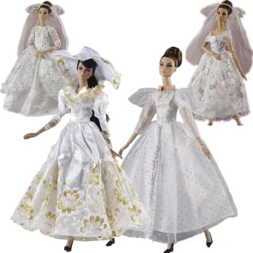 Handmade Wedding Dress For Barbie Doll Clothes Bridal Outfits Princess Evening Party Gown 11.5" BJD Accessories Kids Cosplay Toy