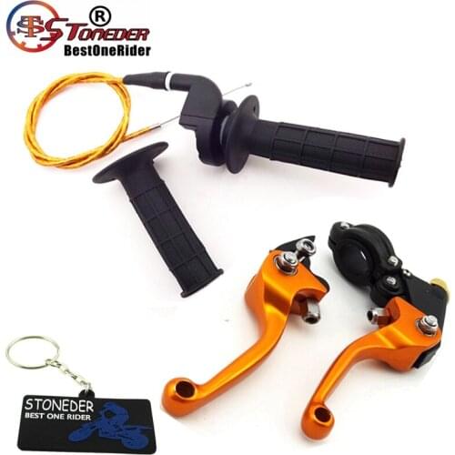 STONEDER CNC Brake Clutch Lever Twist Throttle Handle Grip Cable For Pit Dirt Bike Motorcycle Motocross Braaap Atomik BSE Kayo
