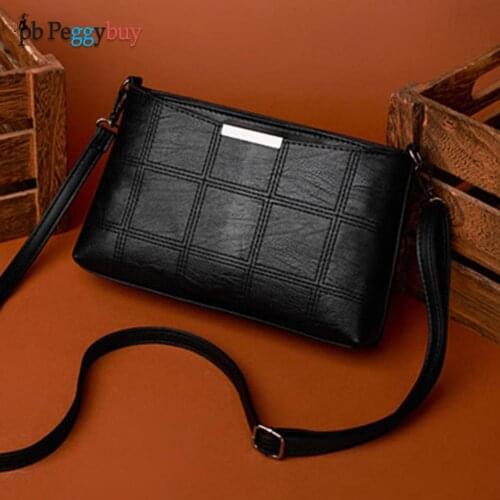 Retro Checker Solid Color Bag Women Casual Shoulder Multifunctional Chain Messenger Bag All Match Purse Handbag