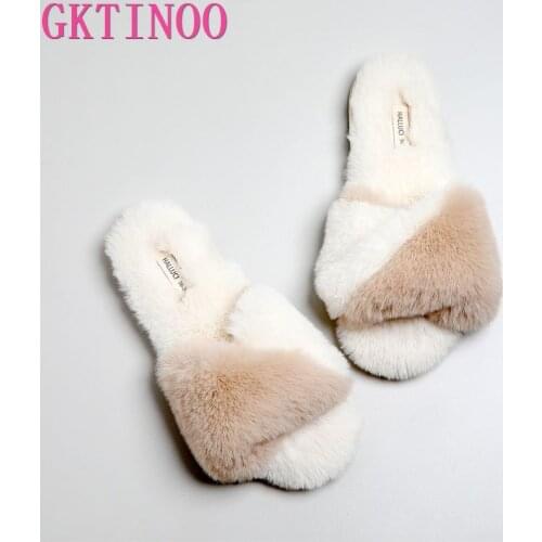 GKTINOO Quality Japanese Home Shoes Women Slippers Soft Plush Warm Peep Toe Flip-flops Rubber Bedroom Non-slip Women Shoes