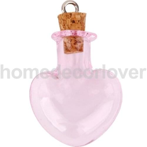 10pc Eyehook Cork Love Heart Glass Bottles Vial Wishing DIY Necklace Pendant