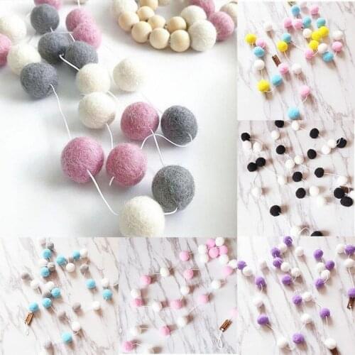 2.5M 30PC Kids Baby Girl Room Wall Decor Ornament Fur Ball Hanging Ball Ball String Home Decoration Wool Felt Ball Garland Party
