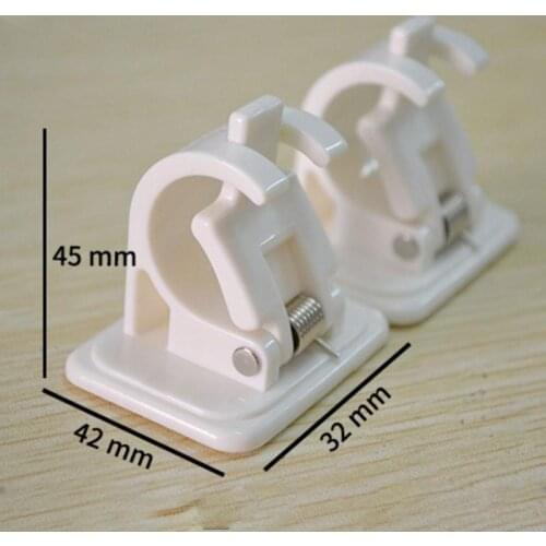 2 Pcs White Hanging Bar Adhesive Clip Wall Hanging Curtain Bar Hooks Clamp Shower Curtain Bar Fixed Clip Hanger Hook