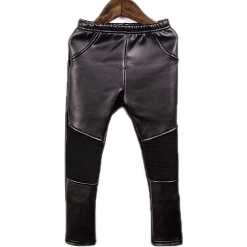 2019 Girls Leggins 2-7T Skinny Solid PU Leather Pants Thicken Warm Girl Legging Baby Pants Kid Leggins Girl Pants Child Legging