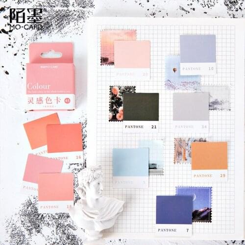 45Pcs/Box Inspiration Color Card Stickers Scrapbooking Daily Planner Kawaii Sticker DIY Notebook Stationery School Supplies