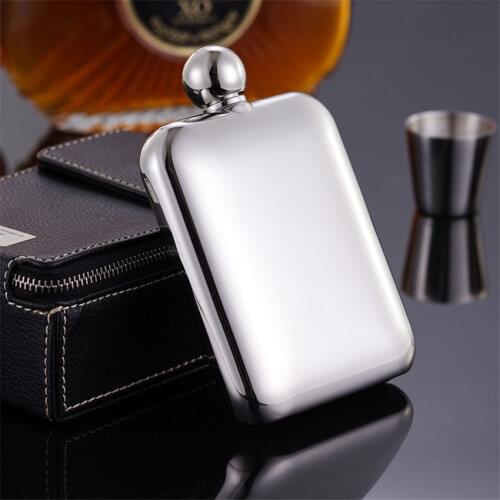 6oz Portable High quality 304 stainless steel Square Shape hip flask travel whiskey alcohol liquor bottle flagon Small Bottle