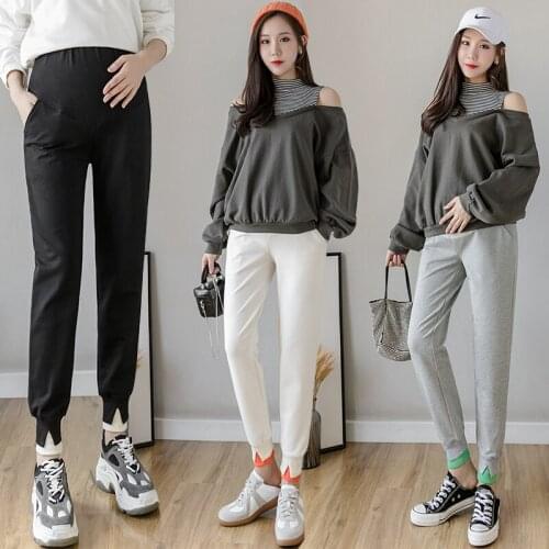 913# Maternity Pants Spring Autumn Casual Pants Loose Slimming Comfy Belly Support Pants Elastic Waist Maternity Trousers