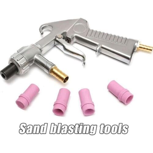 Paint Aerosol Abrasive Sand Blasting Gun Ceramic Nozzles Spray Gun Dust Collector With Air Quick Adapter For Sandblast Cabinets