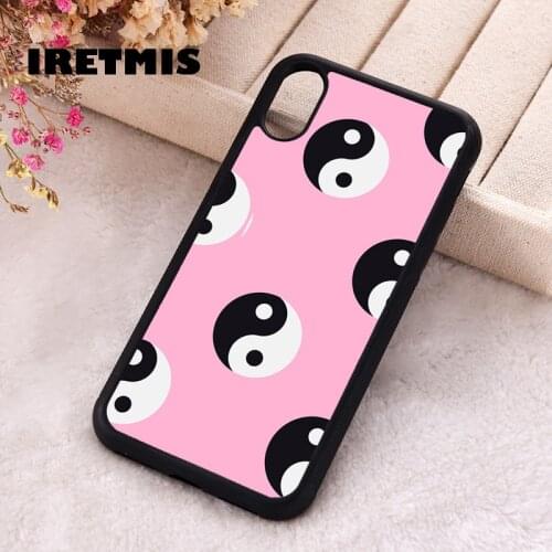Iretmis 5 5S SE 2020 Phone Cover Cases for iPhone 6 6S 7 8 Plus X Xs Max XR 11 12 MINI Pro Rubber Silicone Yin & Yang Pink
