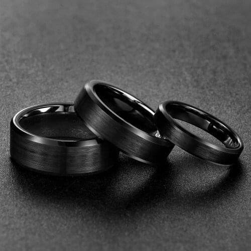 Eamti 4/6/8mm Black Ceramic Ring Men Brushed Comfort Fit Couple Wedding Band Engagement Rings For Men Women Size 4-15 Anel