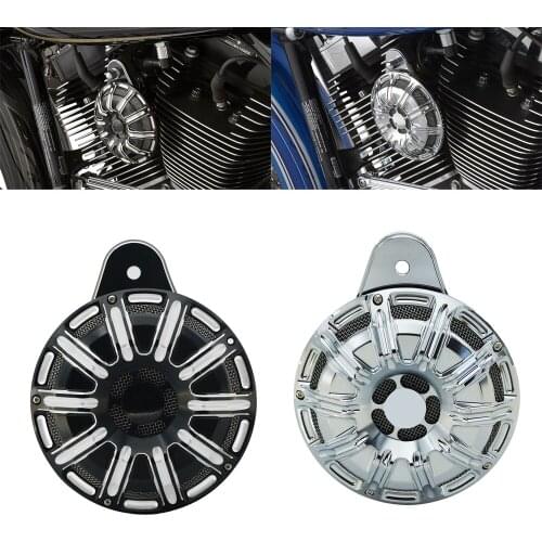 Black & Chrome Aluminum Horn Kit Cover For Harley Touring FLT Big Twin 1991-up Sportster XL 883 2007-up