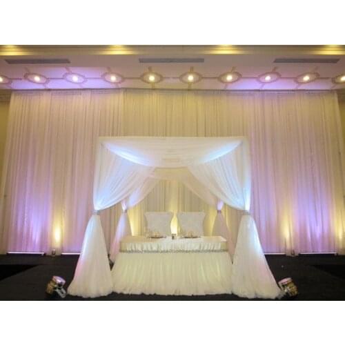 Pure White 3Mx3Mx3M Wedding-Ceremony chuppah square canopy drape with pipe Stand,wedding stage curtain,wedding decoration