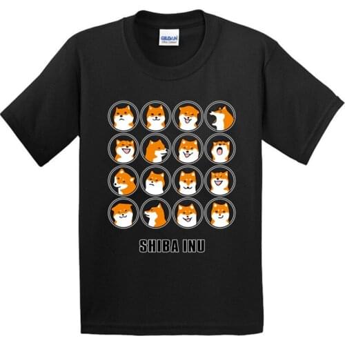 Kids Funny SHIBA INU Dog Printed Cartoon Design 100% Cotton T Shirt Boys/Girls Short Sleeve Tops Children Cute T-Shirt,GKT016