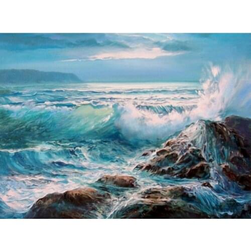 DIY 5D Diamond Painting Sea Fish Whale, Waterfall Landscape Cross Stitch Set Diamond Embroidered Rhinestone Mosaic House