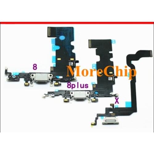 For iPhone 8 8Plus X USB Charger Flex Cable Charging Headphone Audio Jack dock connector Flex Ribbon Black White Gold