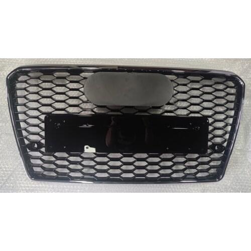 For RS7 Style Front Sport Hex Mesh Honeycomb HoodGrill Chrome Frame Gloss Black for Audi A7/S7 2009-2015 CarAccessories