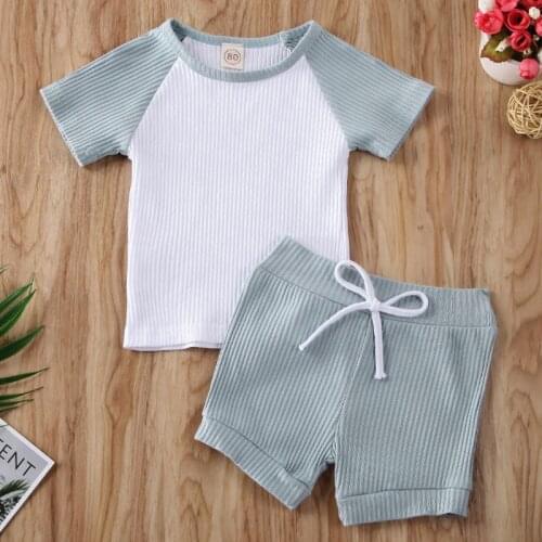 CANIS Toddler Baby Girls Boys Kids Summer Clothes Short Sleeve T-shirt Tops + Striped Bowknot Shorts Outfits Set