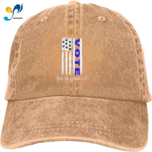 Vote Your Life Depends On It Political Quotes USA Flag Baseball Caps Cotton Dad Hat Adjustable Sandwich Hat,Natural