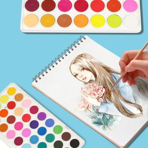 Hero HM2019 12/16/28/36 Colors Whatcolor Cakes Solid Watercolor Paint Set With Brush Pen Travel Hand-painted Water Color Pigment